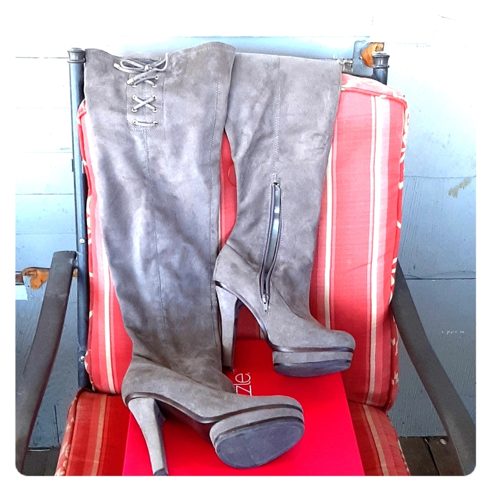 Over the knee suede boots